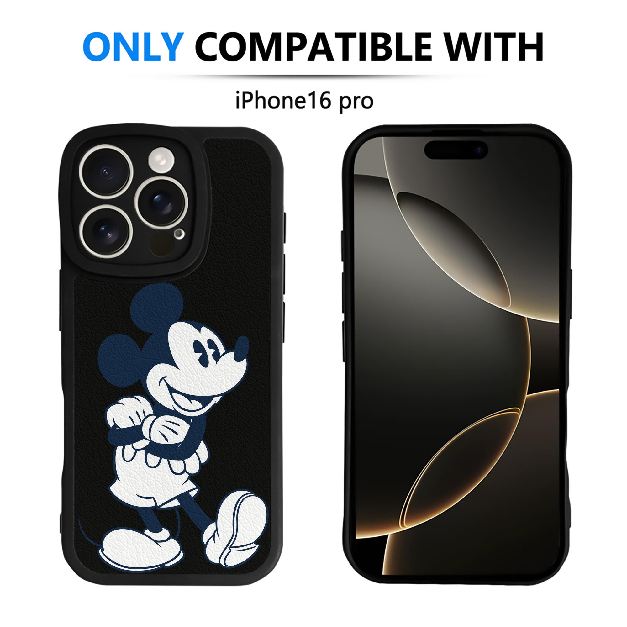 （画像用） ミッキーマウス Mickey Mouse 【iPhone 16シリーズ対応】シリコンスマホケース（レザー調） 材質：シリコン